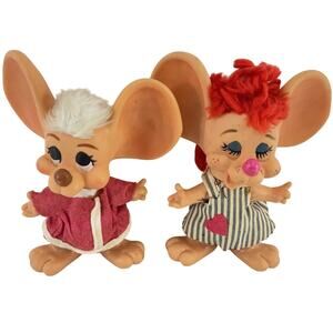 Vintage 70s Set of 2 Roy Des Topo Gigio Christmas Mouse Doll Coin Banks Preowned